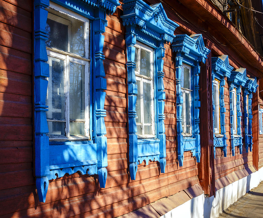 Traditional old Russian house facade Photograph by Alexey Stiop