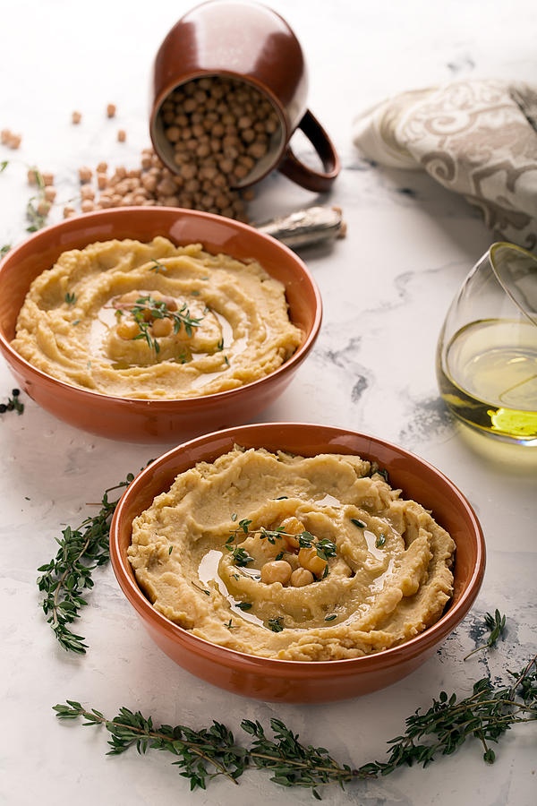 Bread Photograph - Traditional oriental hummus by Vadim Goodwill