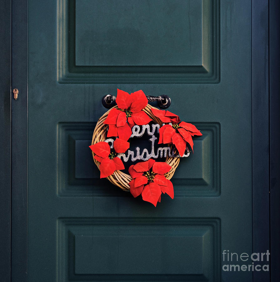 Traditional Red And Green Christmas Wreath Photograph