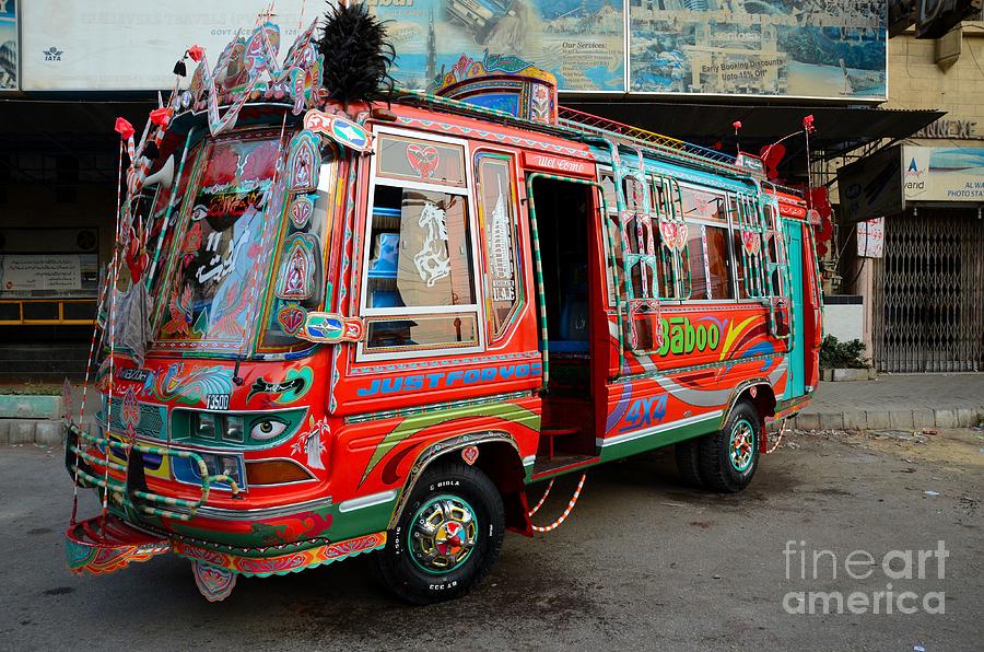 Feather Photograph - Traditionally decorated Pakistani bus art Karachi Pakistan by Imran Ahmed