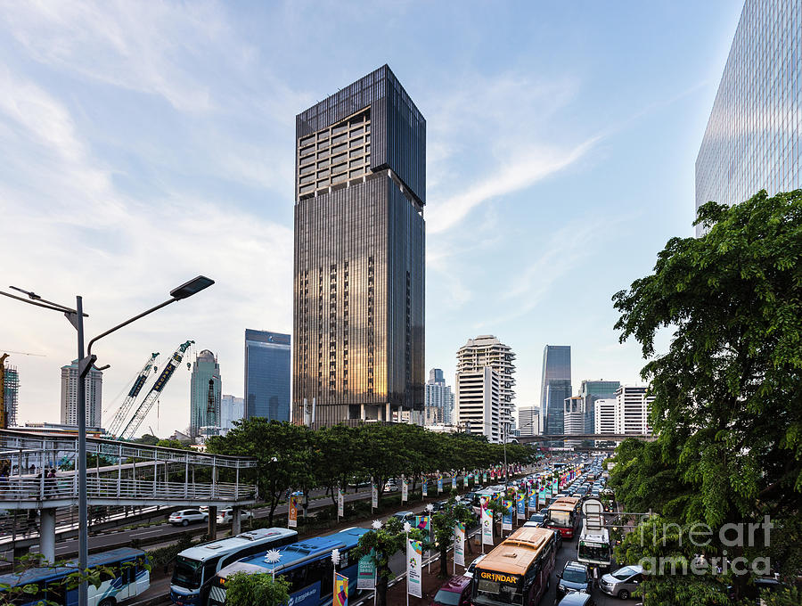 Traffic jam in Jakarta business district, Indonesia capital city Photograph by Didier Marti