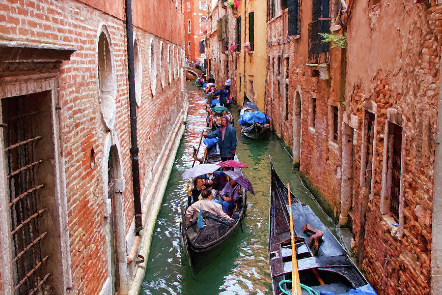 Traffic jam in Venice,Italy Photograph by Sharon Ann Sanowar