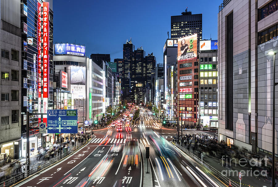 Traffic rush in Shinjuku, Tokyo Photograph by Didier Marti