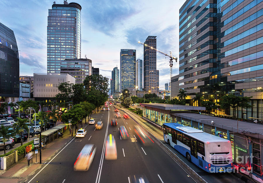 Traffic rushing in Jakarta business district in Indonesia capita Photograph by Didier Marti
