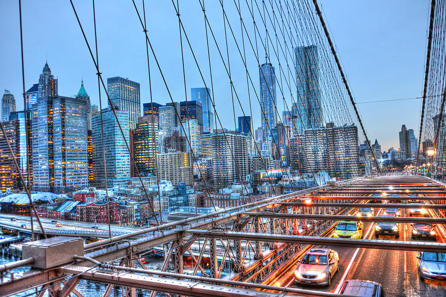 Brooklyn Bridge Photograph - Traffic Under the Brooklyn Bridge by Randy Aveille