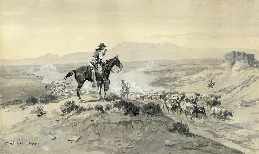 Trail Boss Drawing by Charles Marion Russel