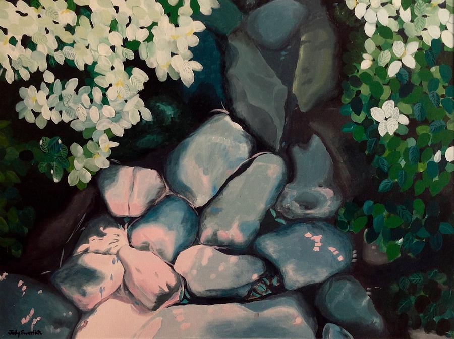 Trail of Rocks Painting by Judy Swerlick