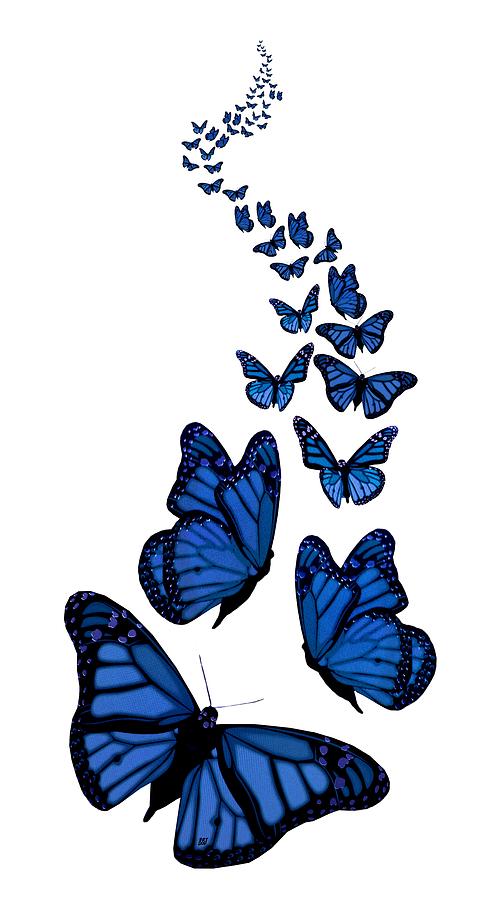 Trail of the Blue Butterflies transparent background Digital Art by Barbara St Jean