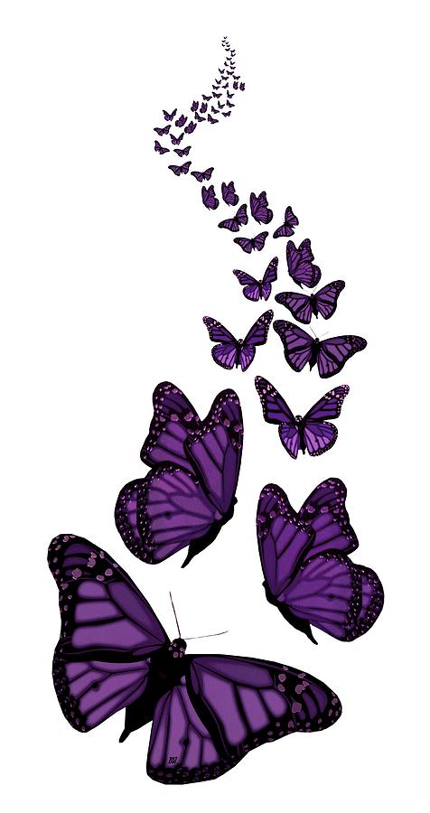Trail of the Purple Butterflies Transparent Background Digital Art by Barbara St Jean