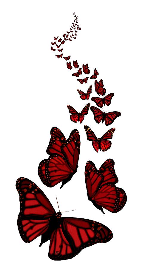 Trail of the Red Butterflies Transparent Background  Digital Art by Barbara St Jean