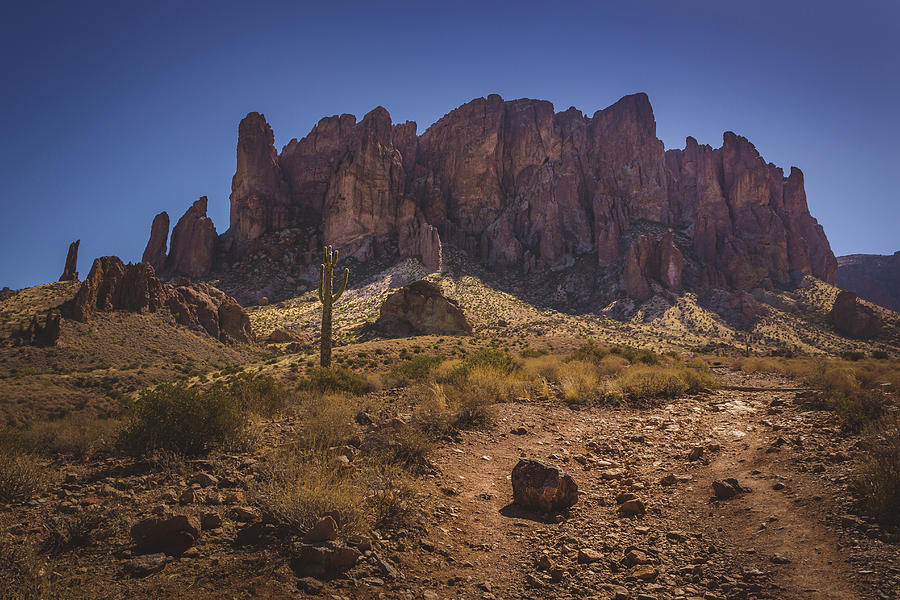 Trail to Superstition Mountains Photograph by Andy Konieczny