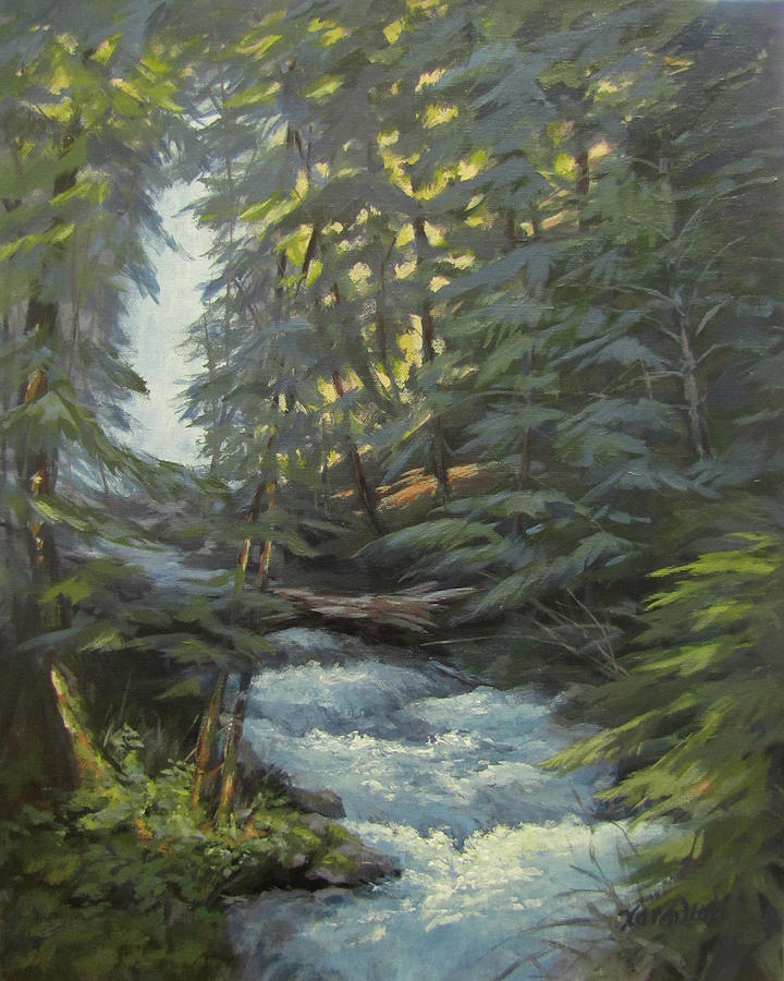 Trail to the Falls Painting by Karen Ilari