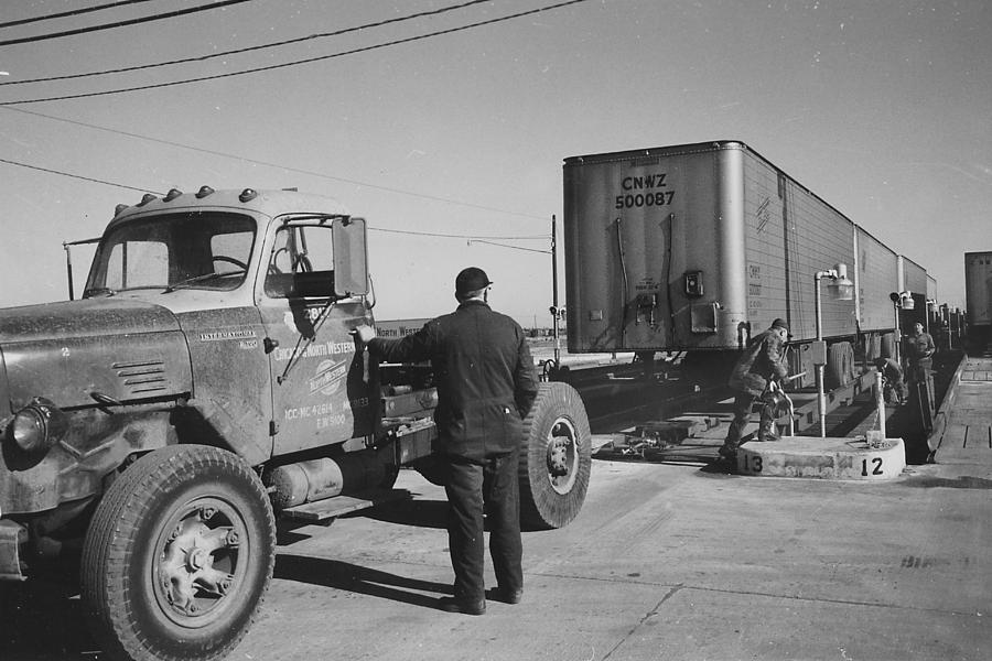Trailer Loaded at Illinois Piggyback Switch Photograph by Chicago and North Western Historical Society