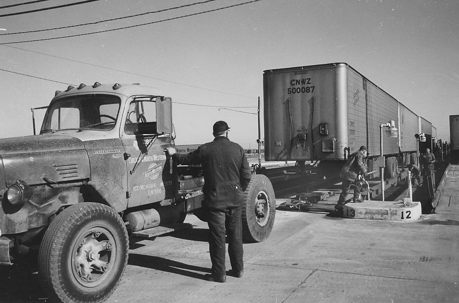 Trailer Unloaded From Flat Rail Car Photograph by Chicago and North Western Historical Society