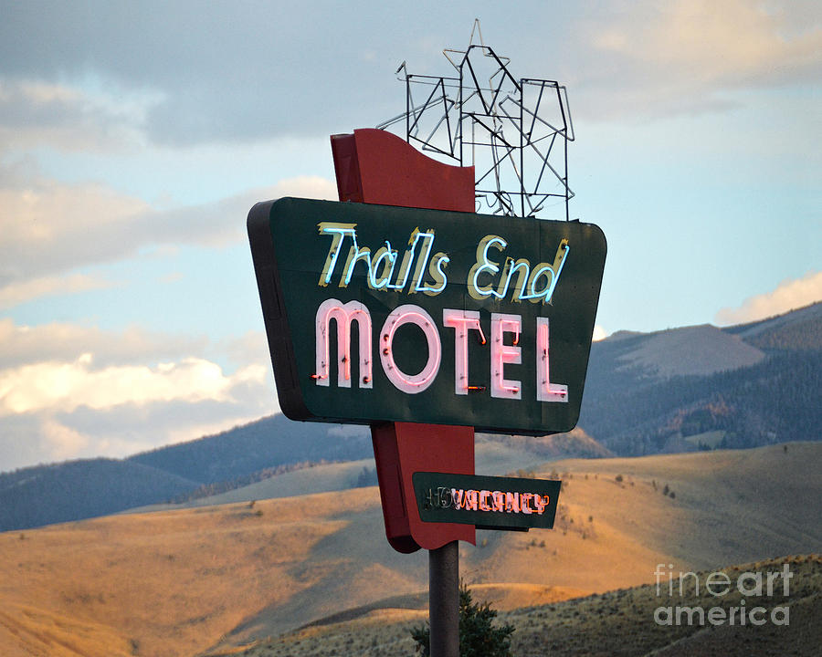 Trails End Motel Sign, Wyoming Photograph by Catherine Sherman