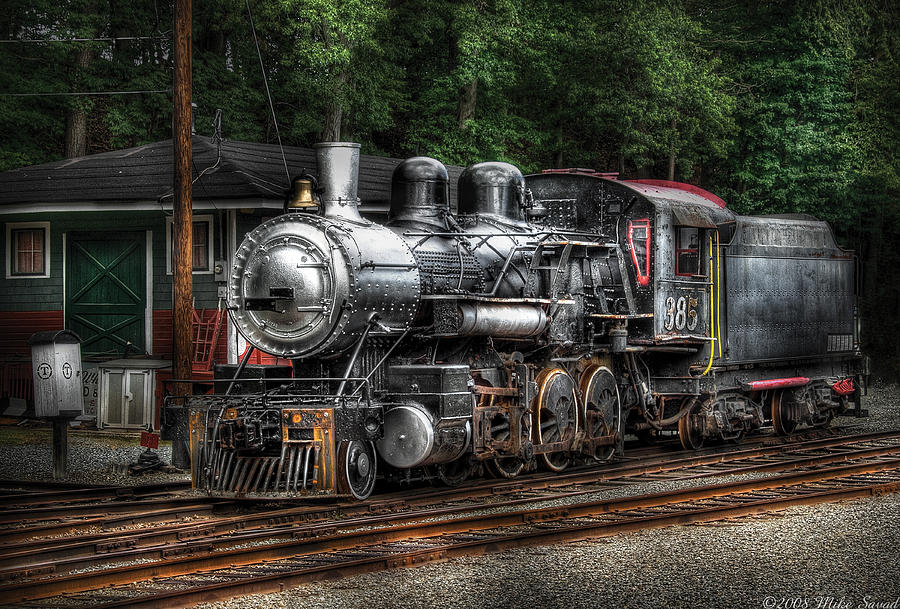 Transportation Photograph - Train - Engine -385 - At the Station  by Mike Savad