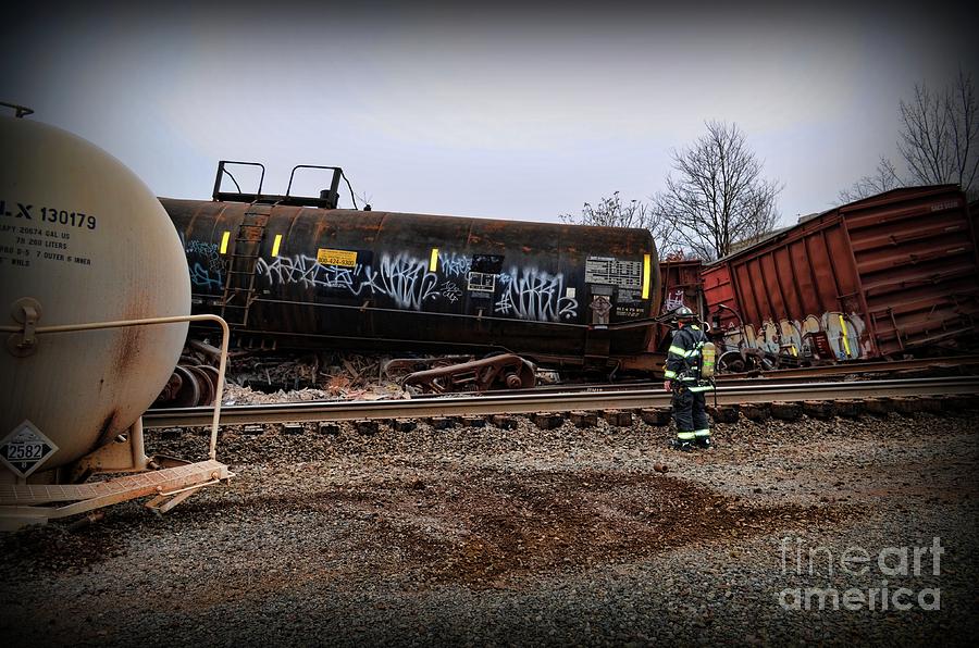 Train Accident Fireman and HazMat Photograph by Paul Ward