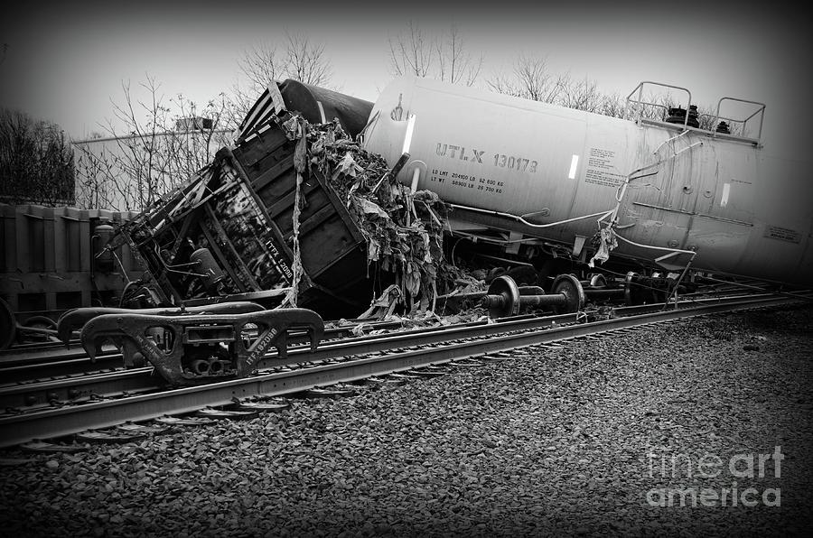 Train Accident in Black and White Photograph by Paul Ward