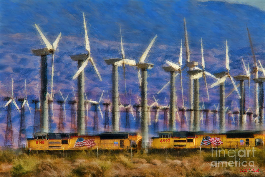 Train And Wind Mills Photograph by Blake Richards
