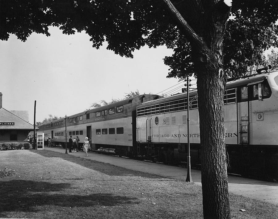 Train at Des Plaines Illinois - 1960 Photograph by Chicago and North Western Historical Society