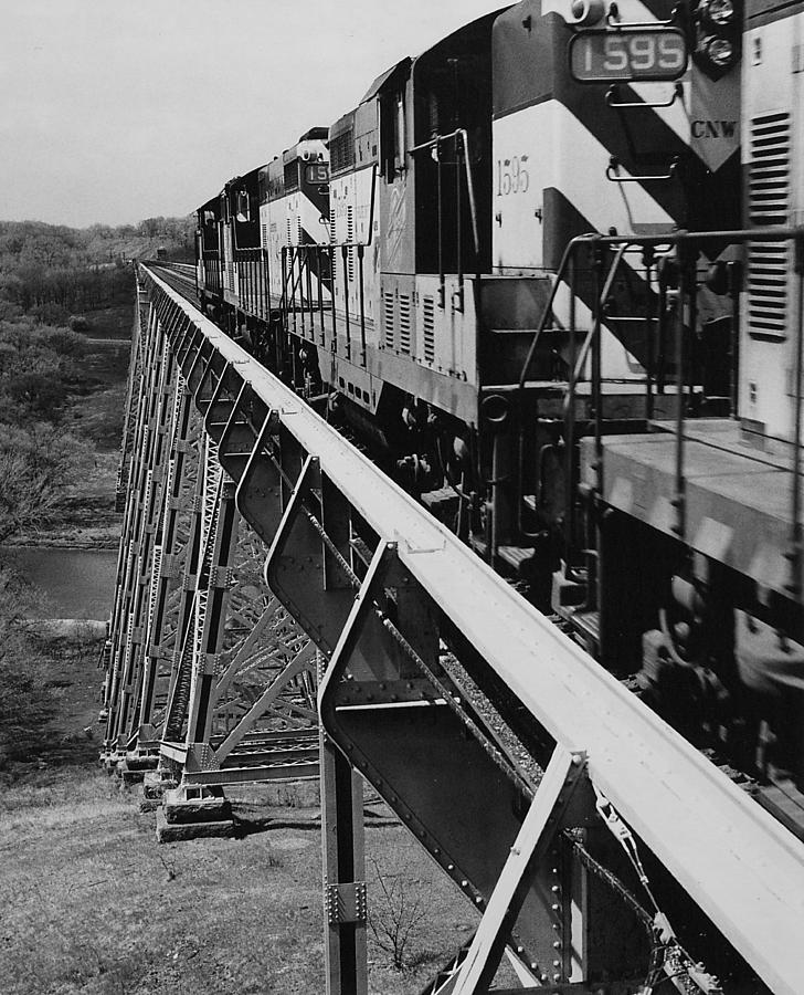Train on High Bridge - 1959 Photograph by Chicago and North Western Historical Society