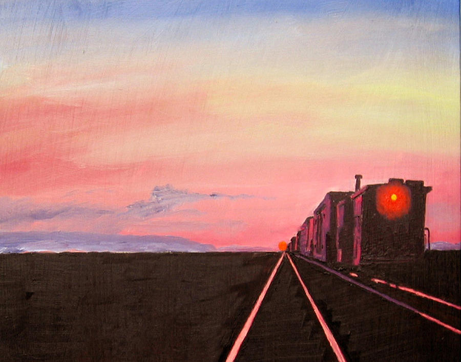 Train at Sundown Painting by Stan Hamilton