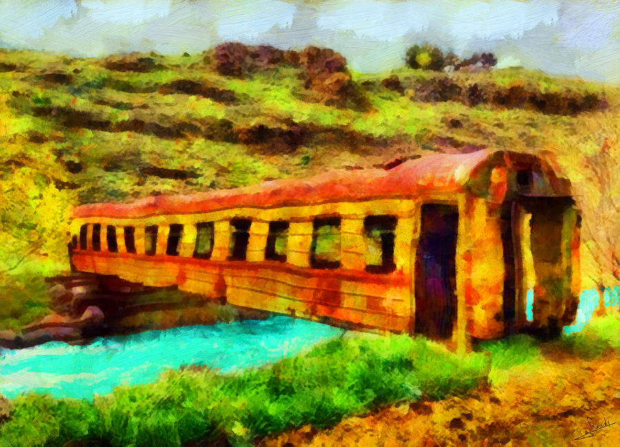 Train bridge Painting by George Rossidis