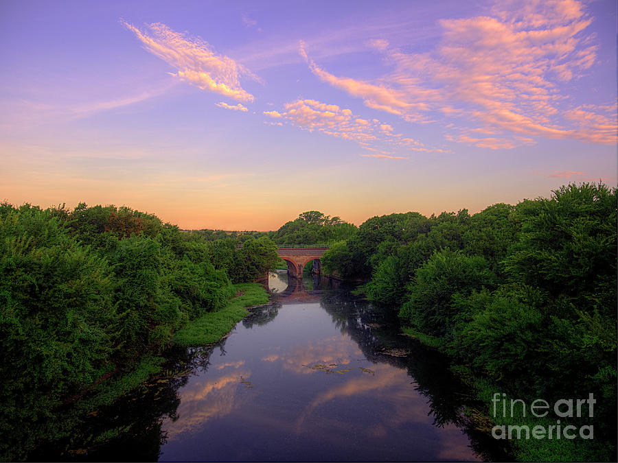 Sunset Photograph - Train Bridge HDR 2 by Hilton Barlow
