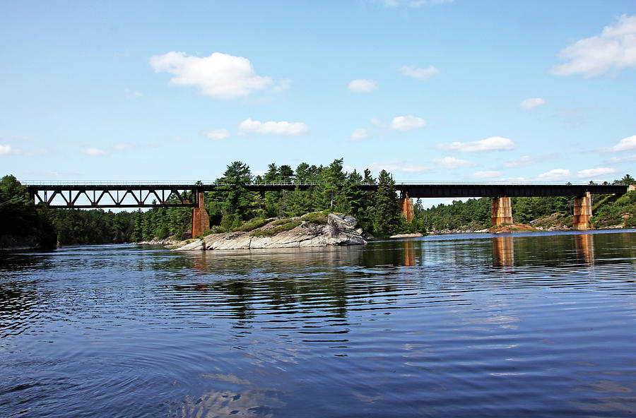Train Bridge Over French River Photograph by Debbie Oppermann