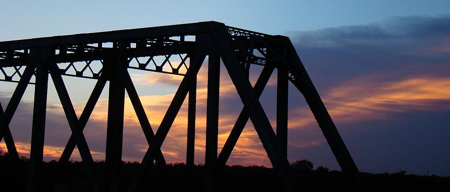 Sunset Photograph - Train Bridge Sunset by Ana Villaronga
