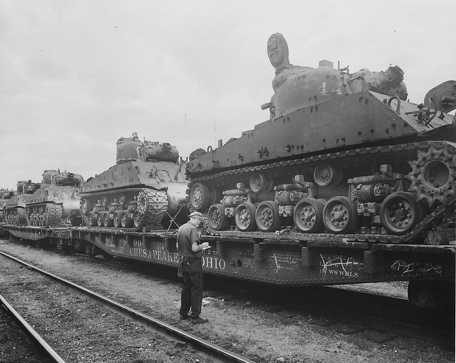 Train Carries Army Tanks Photograph by Chicago and North Western Historical Society
