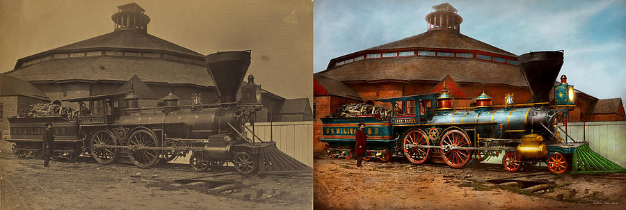 Train - Civil War - General Haupt 1863 - Side by Side Photograph by Mike Savad