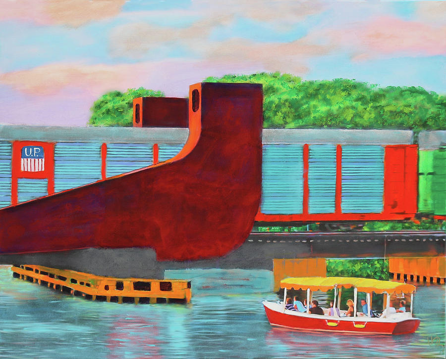 Train Over the New River Painting by Deborah Boyd