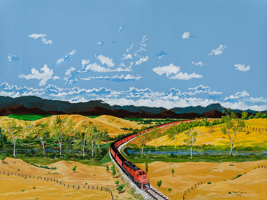 Train Painting - Train Crossing the River by Todd Martin