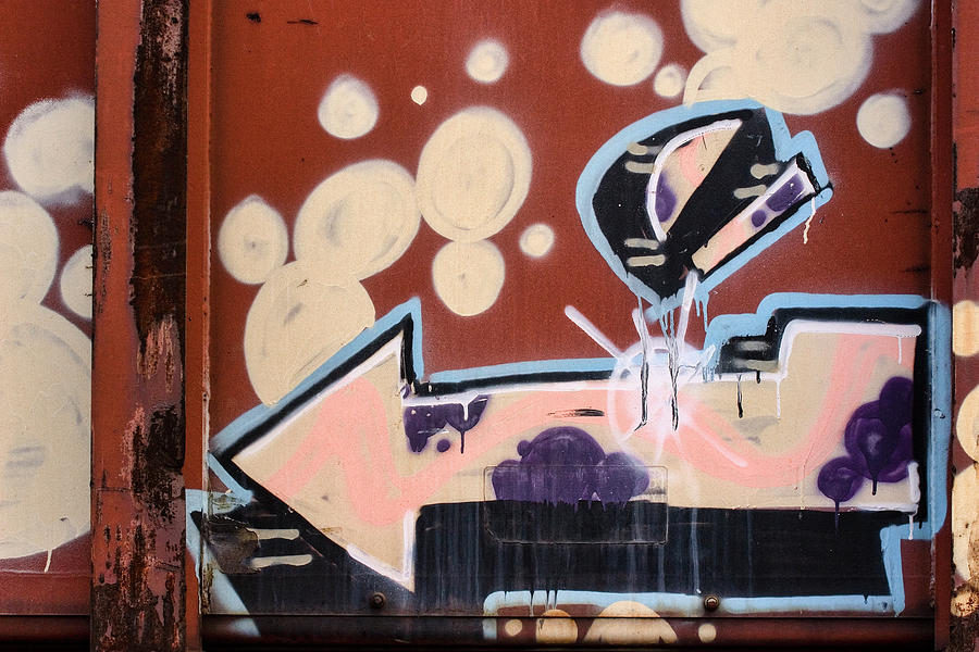 Train Photograph - Train Graffiti Pale Arrow by Carol Leigh