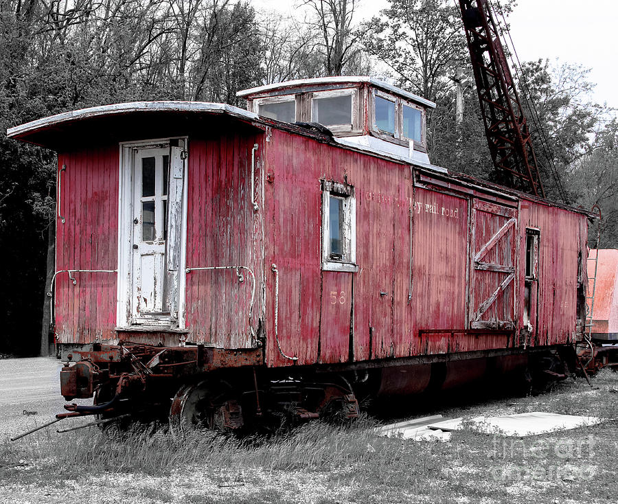 Train Photograph - Train In Barn Red by Steven Digman Train Photograph - Train In Barn Red by Steven Digman