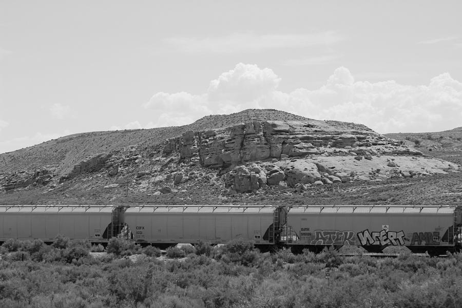 Train In Desert In Black And White 2 Photograph by Colleen Cornelius