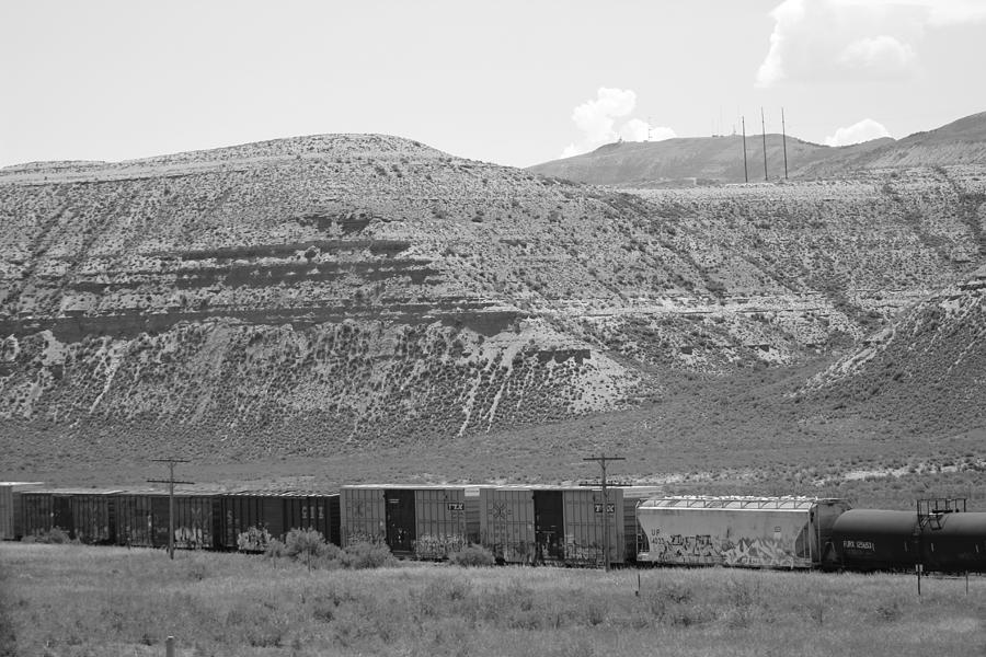 Train in Desert in Black and White 3 Photograph by Colleen Cornelius