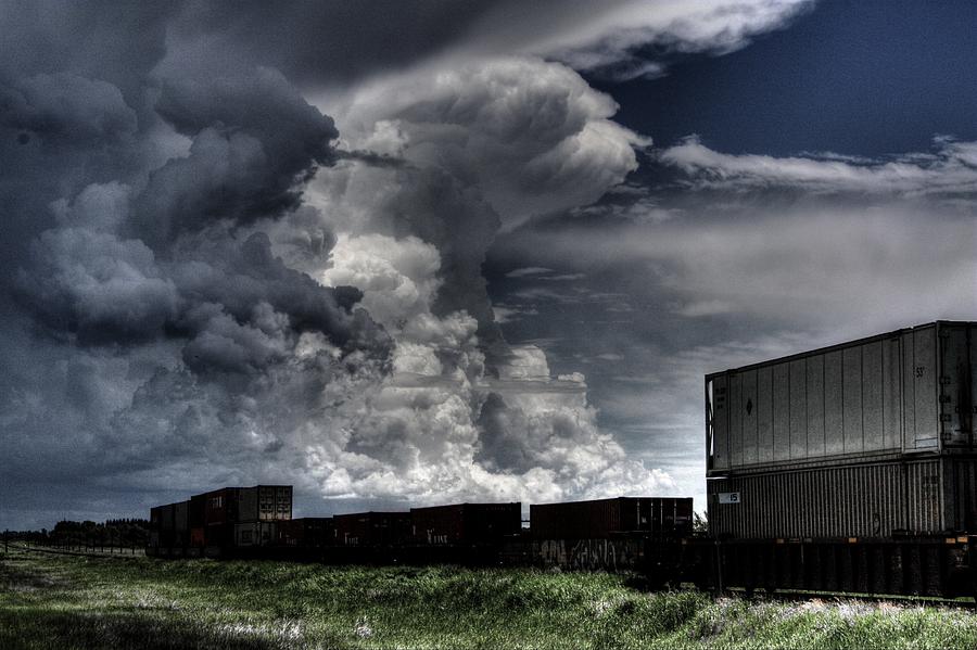 Train in storm Photograph by David Matthews