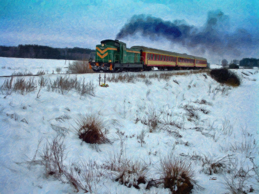 Train In Winter Landscape - POL109497 Painting by Dean Wittle