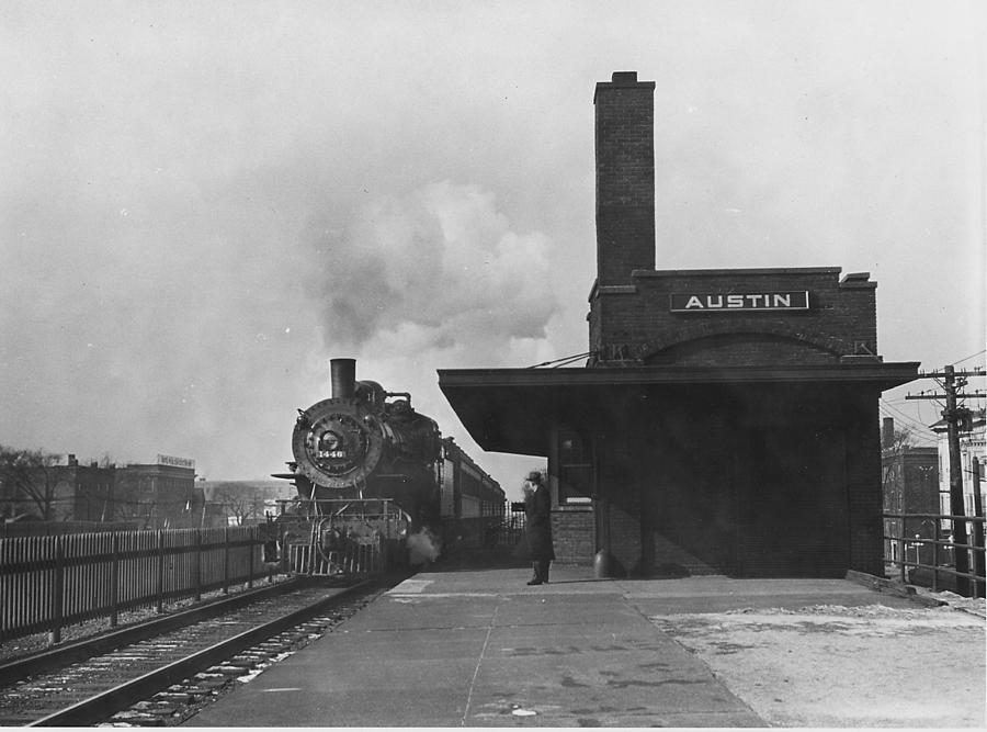 Train No. 580 at Austin Station - 1934 Photograph by Chicago and North Western Historical Society