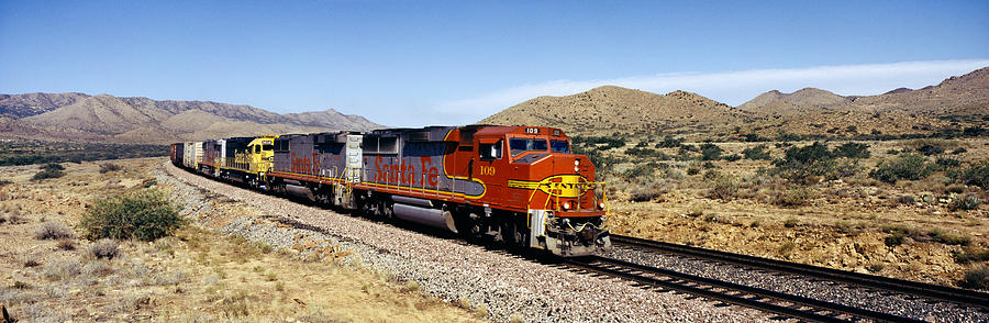 Train On A Railroad Track, Santa Fe Photograph by Panoramic Images