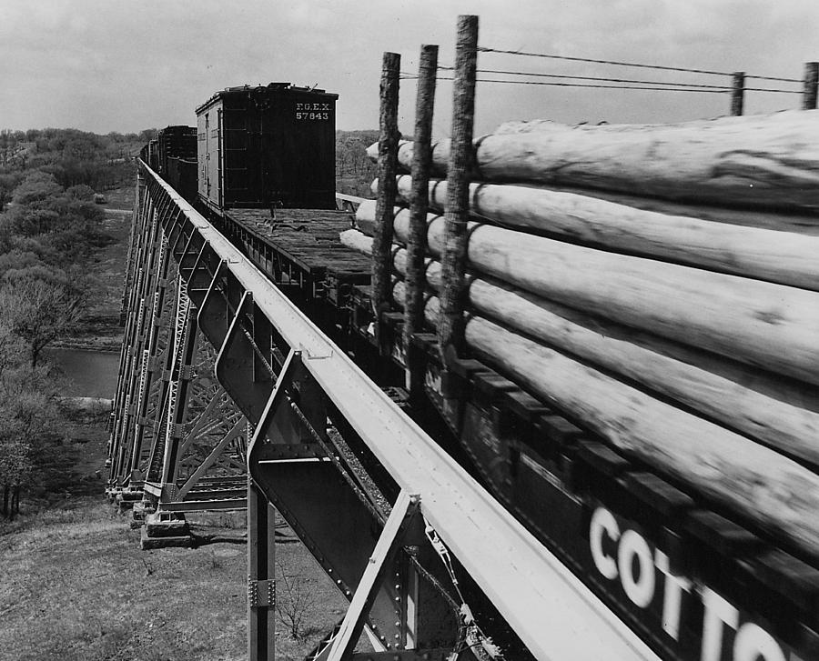 Train on Boone High Bridge - 1959 Photograph by Chicago and North Western Historical Society