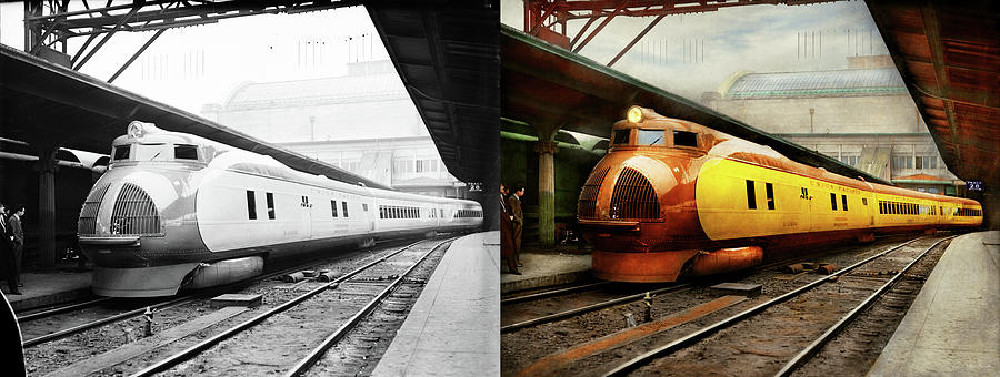 Train - Retro - The streamlined M-10000 1934 - Side by Side Photograph by Mike Savad