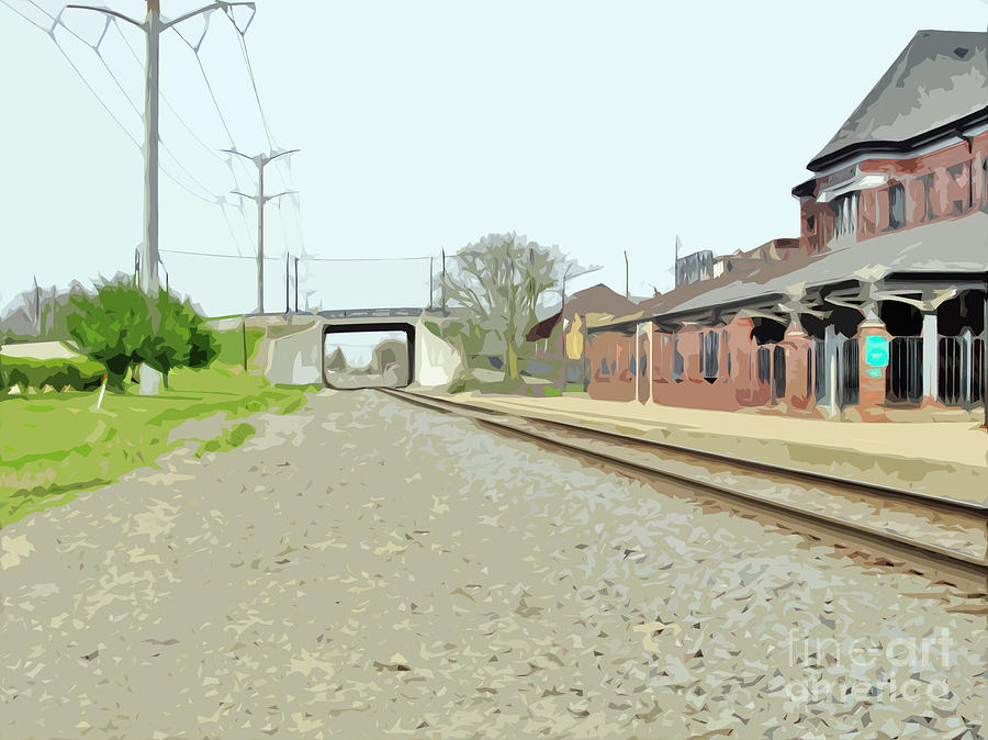 Landscape Painting - Train Station 2 by Don Baker