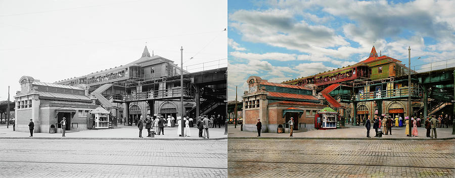 Train Station - Atlantic Ave Control House 1910 - Side by Side Photograph by Mike Savad
