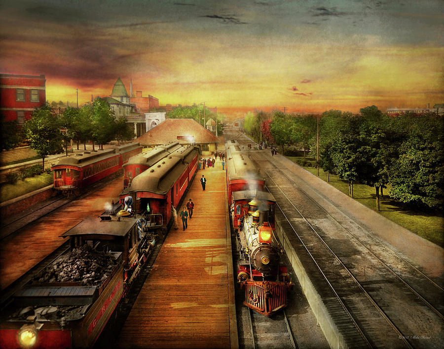 Train Station - The romance of the rails 1908 Photograph by Mike Savad