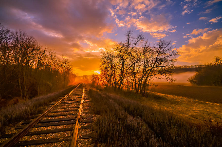 Train Track Sunrise Photograph by Brian Stevens