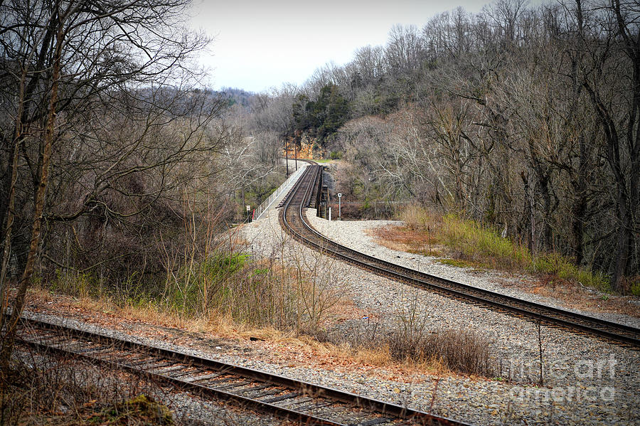 Train Tracks Across The New River - Radford Virginia Photograph by Kerri Farley
