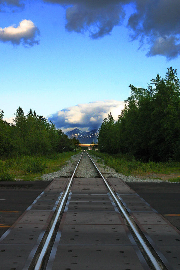 Train Photograph - Train tracks Anchorage Alaska by Anthony Jones